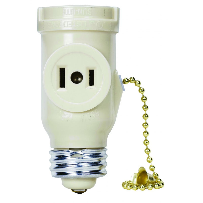 Satco 90-2451 / 250W / 125V / Medium Base Ivory Pull Chain / Socket