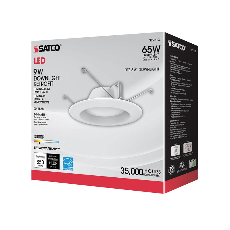 Satco S29313 / 9.8W / Round / Warm White / LED / RDL/5-6 / 30K /120V / Box