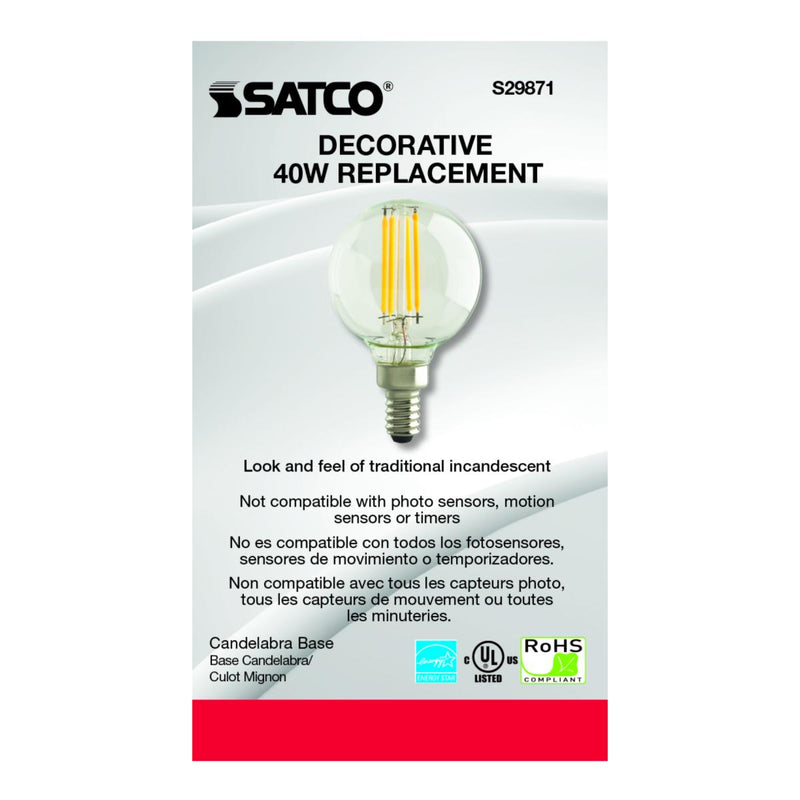 Satco S29871 / 4W / G16 1/2 / Warm White / LED / CL / 27K / 120V / E12 / Box